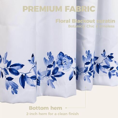 مجموعة لوحات نافذة التعتيم من Creativesfun، زوج - طباعة زهور، جميلة، حديثة، ديكور منزلي أنيق (أزرق داكن، 52 بوصة عرض × 63 بوصة طول) in Kuwait