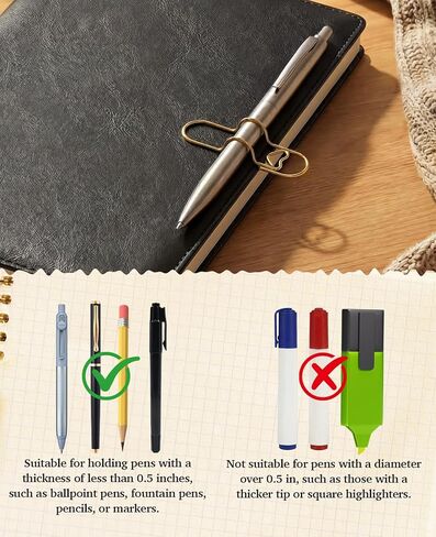 30PCS Paper Clip Pen Holder, Multi Function Metal Paperclip Pen Holders for Notebook Journal in Kuwait