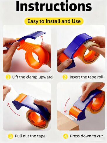 10 عبوات من مسدس توزيع شريط التعبئة، قاطع شريط عالي التحمل مع قبضة مريحة، شفرة معدنية مسننة وبكرة أسطوانية للشحن والتحريك والتعبئة in Kuwait