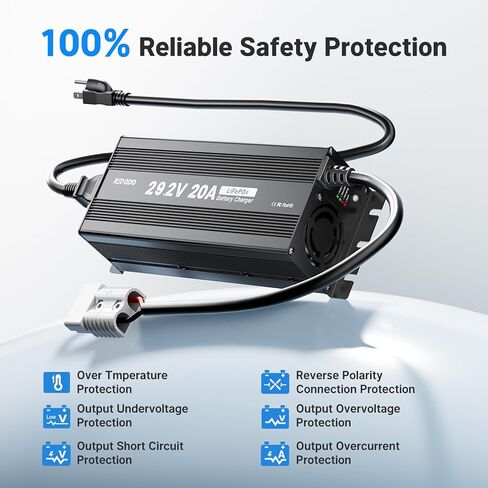 Redodo 29.2V 20A Update Mini Size LiFePO4 شاحن بطارية سريع AC-DC، مؤشرات LED، 6 حماية، غلاف متين، مروحة تبريد in Kuwait