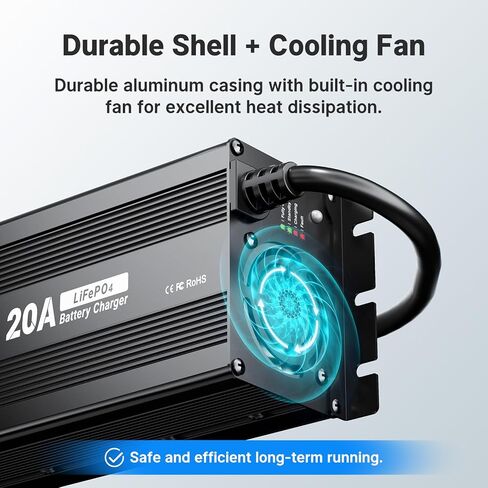 Redodo 29.2V 20A Update Mini Size LiFePO4 شاحن بطارية سريع AC-DC، مؤشرات LED، 6 حماية، غلاف متين، مروحة تبريد in Kuwait