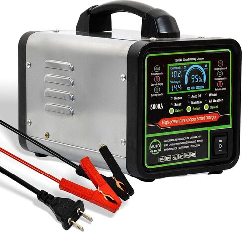 24V 12V Car Battery Charger Heavy Duty Trickle Charger for Car Battery 0-15A Smart Automotive Lead-Acid Battery Maintainer with Auto Off/Repair/Winter Modes LCD Display for Car Truck Boat Motorcycle in Saudi Arabia