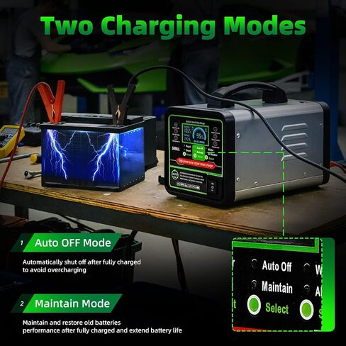 24V 12V Car Battery Charger Heavy Duty Trickle Charger for Car Battery 0-15A Smart Automotive Lead-Acid Battery Maintainer with Auto Off/Repair/Winter Modes LCD Display for Car Truck Boat Motorcycle in Saudi Arabia