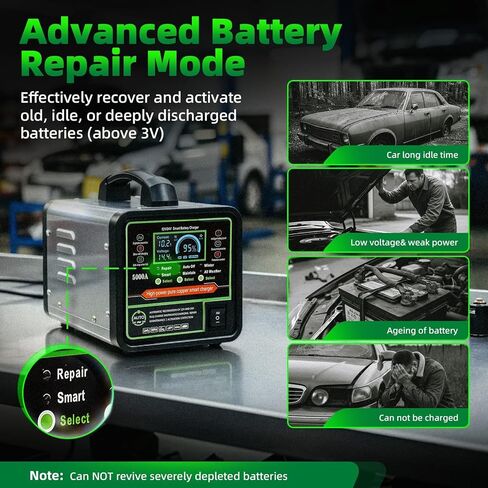 24V 12V Car Battery Charger Heavy Duty Trickle Charger for Car Battery 0-15A Smart Automotive Lead-Acid Battery Maintainer with Auto Off/Repair/Winter Modes LCD Display for Car Truck Boat Motorcycle in Saudi Arabia
