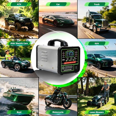 24V 12V Car Battery Charger Heavy Duty Trickle Charger for Car Battery 0-15A Smart Automotive Lead-Acid Battery Maintainer with Auto Off/Repair/Winter Modes LCD Display for Car Truck Boat Motorcycle in Saudi Arabia