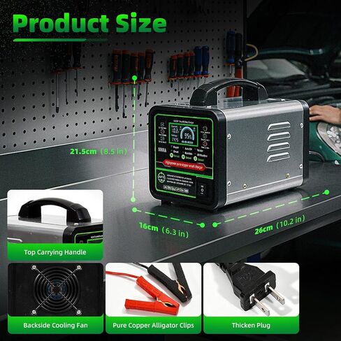 24V 12V Car Battery Charger Heavy Duty Trickle Charger for Car Battery 0-15A Smart Automotive Lead-Acid Battery Maintainer with Auto Off/Repair/Winter Modes LCD Display for Car Truck Boat Motorcycle in Saudi Arabia