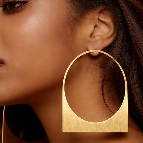 Large Hoop Earrings for Women Large African Earrings Big Gold Hoops Chunky Geometric Statement Jewelry Gift in Saudi Arabia