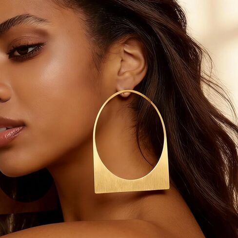 Large Hoop Earrings for Women Large African Earrings Big Gold Hoops Chunky Geometric Statement Jewelry Gift in Saudi Arabia