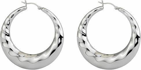 أقراط دائرية، أقراط دائرية أنيقة من الفولاذ المقاوم للصدأ/مطلية بالذهب عيار 18 قيراط للنساء - تصميم كلاسيكي بدائرة كبيرة للمناسبات اليومية والخاصة in Kuwait