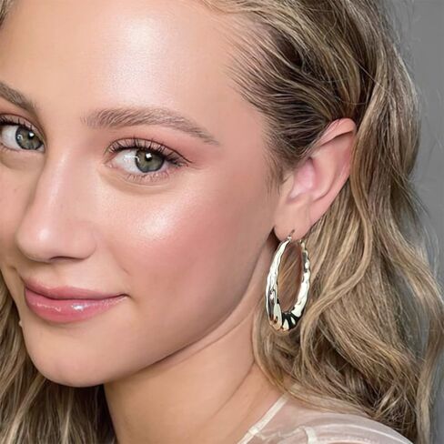 أقراط دائرية، أقراط دائرية أنيقة من الفولاذ المقاوم للصدأ/مطلية بالذهب عيار 18 قيراط للنساء - تصميم كلاسيكي بدائرة كبيرة للمناسبات اليومية والخاصة in Kuwait