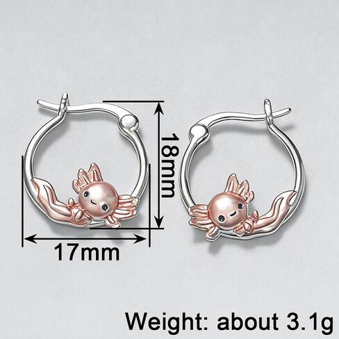 Cute Axolotl Hoop Earrings for Women Silver Color/Rose Gold Color Two Tone Fashion Jewelry in Saudi Arabia