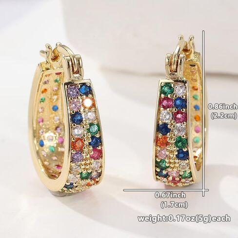 Bohemian Style Women's Craftsman Handcrafted Multi Colored Synthetic Zircon Hoop Earrings in Saudi Arabia