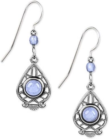 Silver Forest Silvertone Dangle Earrings with Agate Stone in Saudi Arabia