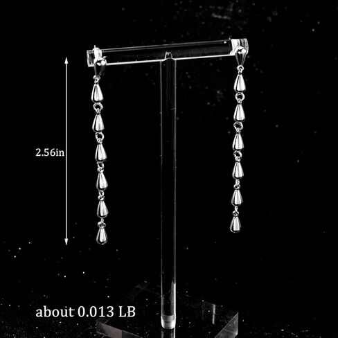 925 Sterling Silver Teardrop Chain Dangle Stud Long Drop Minimalist Simple Earrings for Women in Kuwait