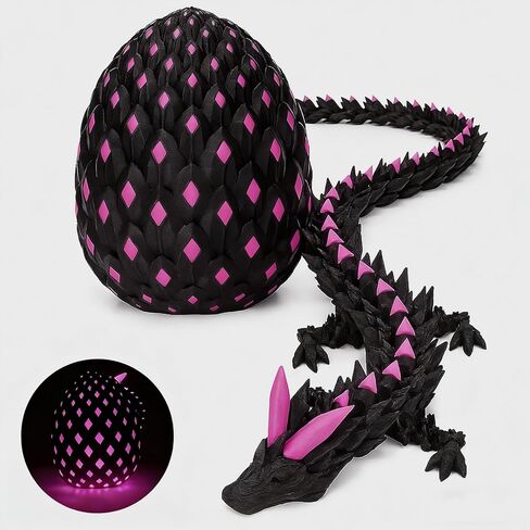 3D Printed Dragon Eggs with Dragon Inside 11.8in Cherry Blossom Dragon with Articulated Crystal Design Easter Egg Fidget Toy Realistic Dragon Desk Décor and Collectible in Kuwait