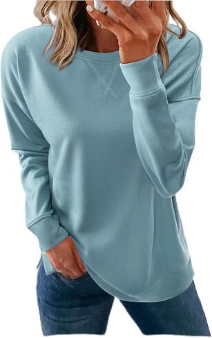 siliteelon Women's Crewneck Sweatshirts Long Sleeve Shirts Trendy Casual Loose Pullover Tops in Kuwait