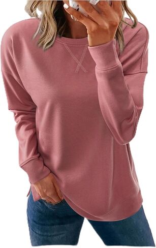 siliteelon Women's Crewneck Sweatshirts Long Sleeve Shirts Trendy Casual Loose Pullover Tops in Saudi Arabia
