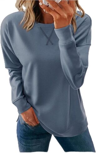 siliteelon Women's Crewneck Sweatshirts Long Sleeve Shirts Trendy Casual Loose Pullover Tops in Saudi Arabia