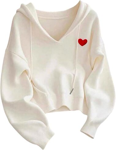 Verdusa Women's Heart Hoodie Sweatshirts Long Sleeve Casual Pullover Tops Fall Clothes in Saudi Arabia