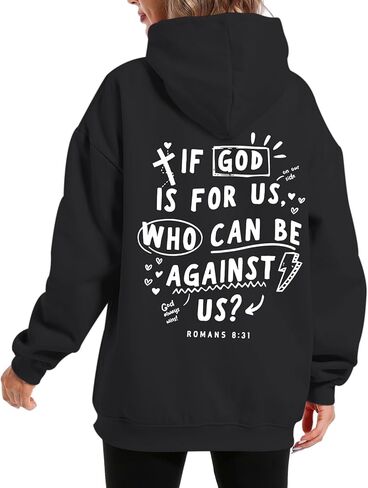 Christian Jesus Hoodies for Women If God Is for Us Faith Bible Verse Religious Sweatshirt Cross Graphic Pullover Top in Kuwait