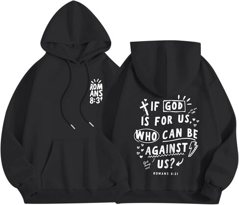 Christian Jesus Hoodies for Women If God Is for Us Faith Bible Verse Religious Sweatshirt Cross Graphic Pullover Top in Saudi Arabia