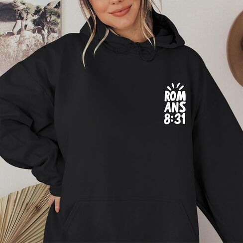Christian Jesus Hoodies for Women If God Is for Us Faith Bible Verse Religious Sweatshirt Cross Graphic Pullover Top in Saudi Arabia
