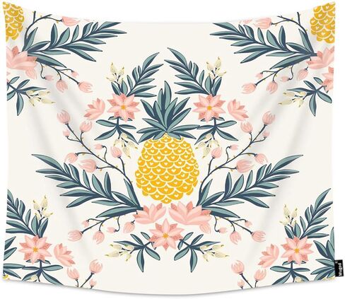 mugod الأناناس والزهور نسيج هاواي الاستوائية نمط الأزهار مع الأناناس ديكور المنزل نسيج الجدار شنقا لغرفة النوم غرفة المعيشة النوم، 60wx40h بوصة in Kuwait