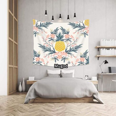 mugod الأناناس والزهور نسيج هاواي الاستوائية نمط الأزهار مع الأناناس ديكور المنزل نسيج الجدار شنقا لغرفة النوم غرفة المعيشة النوم، 60wx40h بوصة in Kuwait