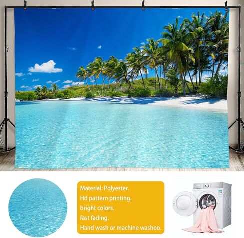 SULLOTSY Ocean Beach نسيج هاواي الجدار شنقا جدار الجنة الاستوائية جدار شجرة جوز الهند أوراق الغابات المطيرة الأزرق البحر نسيج نمط البوهيمي لديكور المنزل 82.6 "L X 59" W in Kuwait