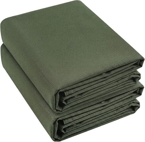2 Pack 6x8 ft Canvas Tarp 350 GSM Heavy Duty Waterproof & UV Resistant Tarpaulin with Aluminum Grommets, Multipurpose Cover for Outdoor, Camping, Truck, Roof, Woodpile, Firewood in Kuwait