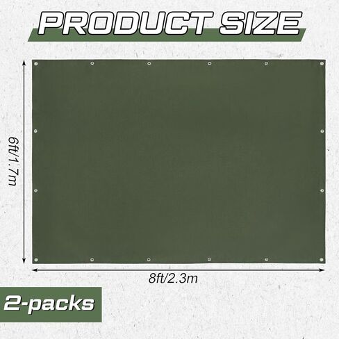 2 Pack 6x8 ft Canvas Tarp 350 GSM Heavy Duty Waterproof & UV Resistant Tarpaulin with Aluminum Grommets, Multipurpose Cover for Outdoor, Camping, Truck, Roof, Woodpile, Firewood in Kuwait