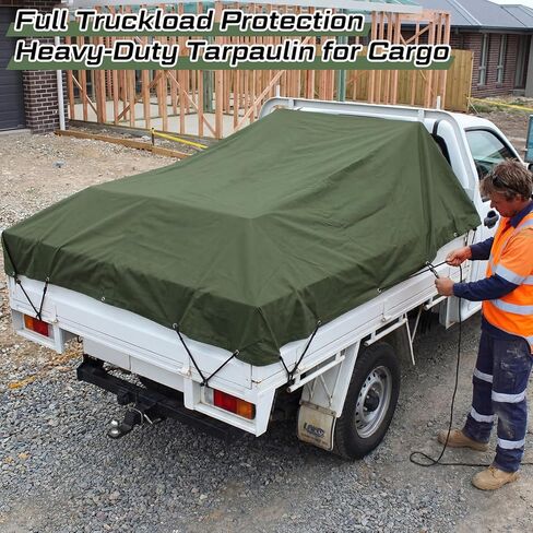 2 Pack 6x8 ft Canvas Tarp 350 GSM Heavy Duty Waterproof & UV Resistant Tarpaulin with Aluminum Grommets, Multipurpose Cover for Outdoor, Camping, Truck, Roof, Woodpile, Firewood in Kuwait