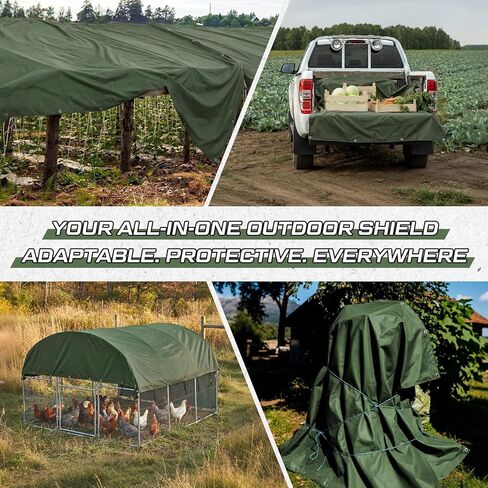 2 Pack 6x8 ft Canvas Tarp 350 GSM Heavy Duty Waterproof & UV Resistant Tarpaulin with Aluminum Grommets, Multipurpose Cover for Outdoor, Camping, Truck, Roof, Woodpile, Firewood in Kuwait