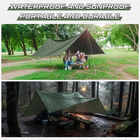 2 Pack 6x8 ft Canvas Tarp 350 GSM Heavy Duty Waterproof & UV Resistant Tarpaulin with Aluminum Grommets, Multipurpose Cover for Outdoor, Camping, Truck, Roof, Woodpile, Firewood in Kuwait