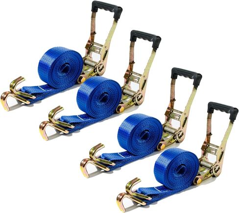 4 عبوات من أشرطة السقاطة مقاس 5.08 سم شديدة التحمل، قوة كسر 8800 رطل، أشرطة ربط بطول 20 قدمًا مع خطاف J مزدوج، أشرطة سقاطة للشحن للشاحنة والمقطورات والدراجات النارية in Kuwait