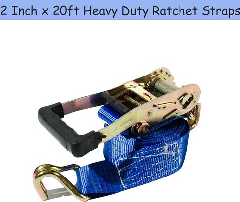 4 عبوات من أشرطة السقاطة مقاس 5.08 سم شديدة التحمل، قوة كسر 8800 رطل، أشرطة ربط بطول 20 قدمًا مع خطاف J مزدوج، أشرطة سقاطة للشحن للشاحنة والمقطورات والدراجات النارية in Kuwait