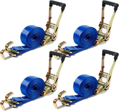 4 عبوات من أشرطة السقاطة مقاس 5.08 سم شديدة التحمل، قوة كسر 8800 رطل، أشرطة ربط بطول 20 قدمًا مع خطاف J مزدوج، أشرطة سقاطة للشحن للشاحنة والمقطورات والدراجات النارية in Kuwait