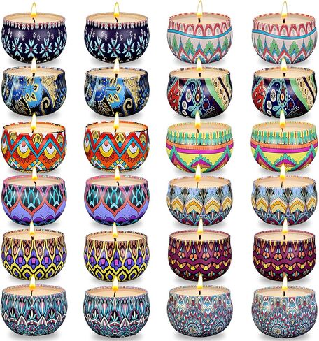 Scented Candle Set, 24 Pack Home Candles, 600 Hour Long Lasting Soy Wax Candle Set, Birthday Gift for Women with Gift Box. in Saudi Arabia