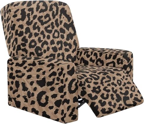 Horeset Leopard Print Recliner Chair Covers with Storage Pocket Lazy Boy Recliner Covers Non-Slip Sofa Slipcover Stain Against Pet Protector Furniture Cover Easy to Install in Saudi Arabia