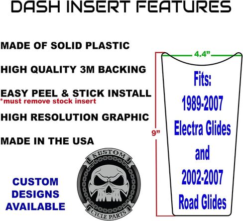 Kustom Cycle Parts Gothic Grim Reaper Dash Panel Console Insert! Fits Harley Davidson 1989-2007 Electra Glides and 2002-2007 Road Glides. Easy Install! in Saudi Arabia