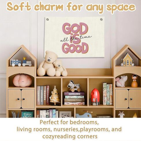 RTXLEZM Pink Girls Room Decor, Christian God Is Good All the Time Canvas Banner Wall Hanging, Pink Inspirational Bible Verse Wall Art Prints for Girls Bedroom Dorm Apartment Decor, 20x30 Inch in Saudi Arabia