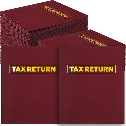 25 Pcs Tax Return Folders Bulk, Two Pocket Folders with Gold Printed Label, Letter Size Folders for Tax Professionals and Storing or Handling Personal and Customer Tax Returns in Saudi Arabia