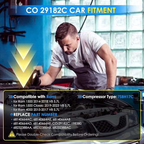 Car A/C Compressor Fit for Ram 1500 2014-2018 for Ram 1500 Classic 2019-2023 for Ram 4000 2015-2017 V8 5.7L Automotive Replacement AC Compressor 68140664AC A/C Compressor for Car CO 29182C in Kuwait