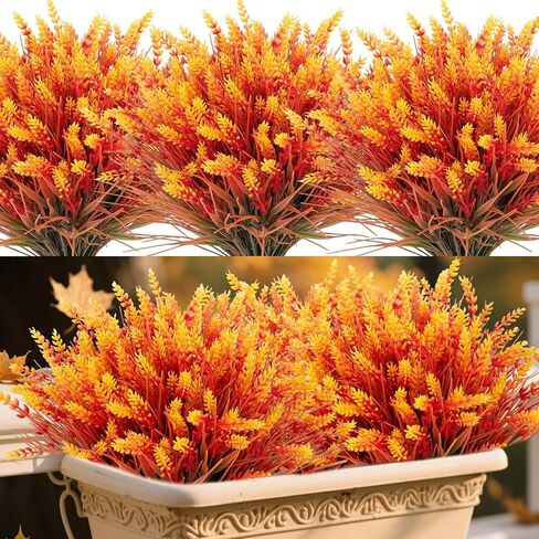 12 Bundles Artificial Plants Outdoor, UV Resistant Lavender Flowers Artificial Plastic Fake Lavender with Monkey Grass for Garden Porch Patio Yard Window Box Planter Decor(Grass with Purple Flowers) in Saudi Arabia