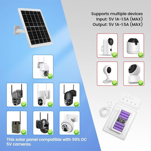 Solar Panel for Device DC 5V Type-C Micro USB DC Port builit in 12000mAh Battery for Cameras Also with 9.8ft Charging Cable IP65 Waterproof in Saudi Arabia