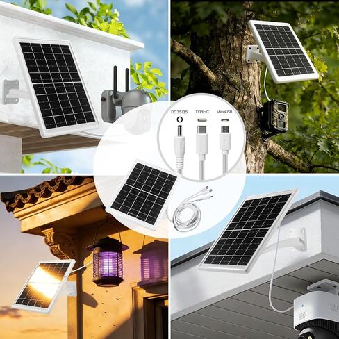 Solar Panel for Device DC 5V Type-C Micro USB DC Port builit in 12000mAh Battery for Cameras Also with 9.8ft Charging Cable IP65 Waterproof in Saudi Arabia