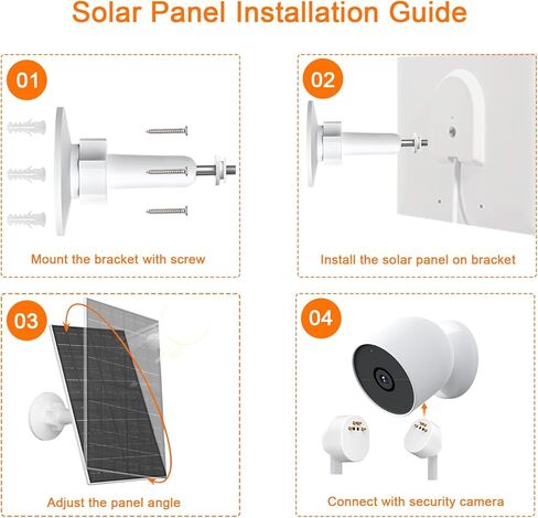 لوحة شمسية 7 واط لكاميرا Google Nest Cam (إصدار البطارية)، شاحن شمسي USB-C للاستخدام الداخلي والخارجي، مقاومة للماء IP66، حامل قابل للتعديل 360 درجة، كابل 7.2 قدم in Kuwait