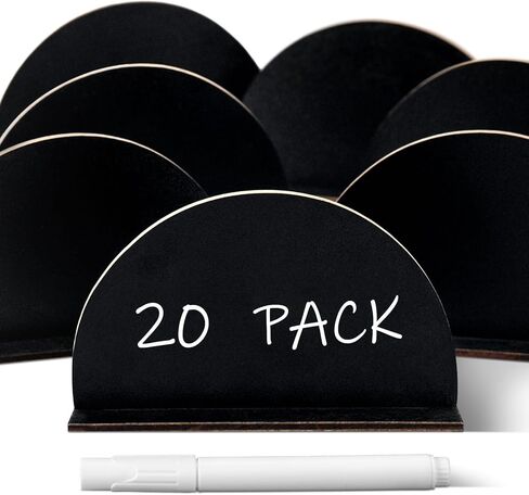 20 حزمة من علامات السبورة الصغيرة، ملصقات طعام على شكل قوس طباشير مع حامل لبوفيه الحفلات، حامل عرض أسعار التجزئة، لافتات سبورة خشبية صغيرة لحفلات الزفاف لإعداد الطاولة أو ديكور الأرقام in Kuwait