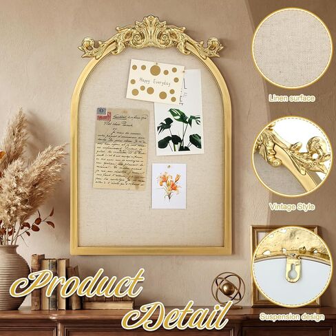 مجموعتان من لوحة الدبابيس ذات الإطار العتيق، لوحة عرض من الكتان، لوحة كبيرة من القماش المقوس، صورة مذكرة، لوحة صلاة مزخرفة مع 100 قطعة من مسامير الإبهام لتنظيم ديكور الحائط، 16 × 12 بوصة in Kuwait