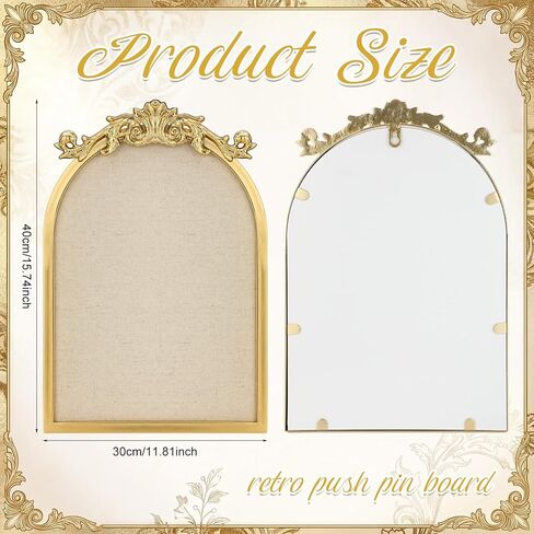 مجموعتان من لوحة الدبابيس ذات الإطار العتيق، لوحة عرض من الكتان، لوحة كبيرة من القماش المقوس، صورة مذكرة، لوحة صلاة مزخرفة مع 100 قطعة من مسامير الإبهام لتنظيم ديكور الحائط، 16 × 12 بوصة in Kuwait